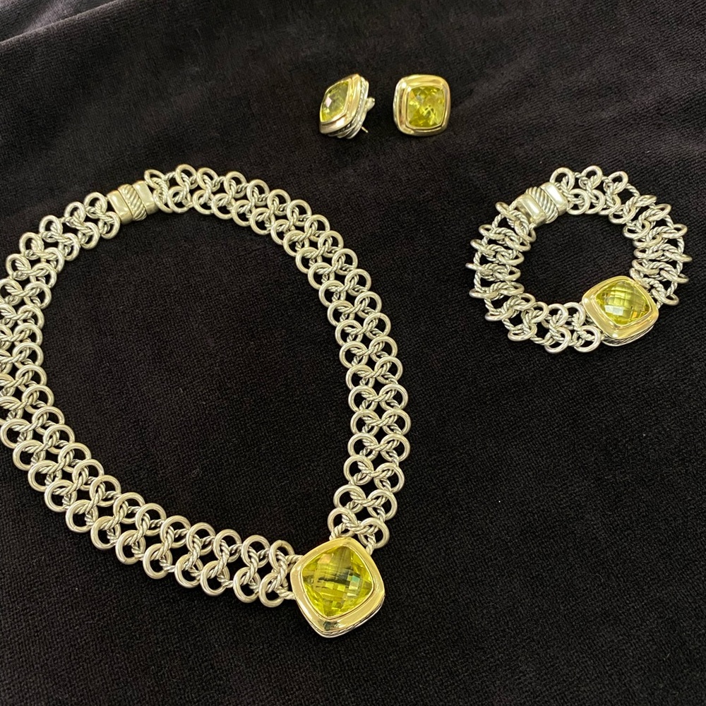 David Yurman Quartz silver Unique Silver woven. - Necklace, bracelet, & earrings
